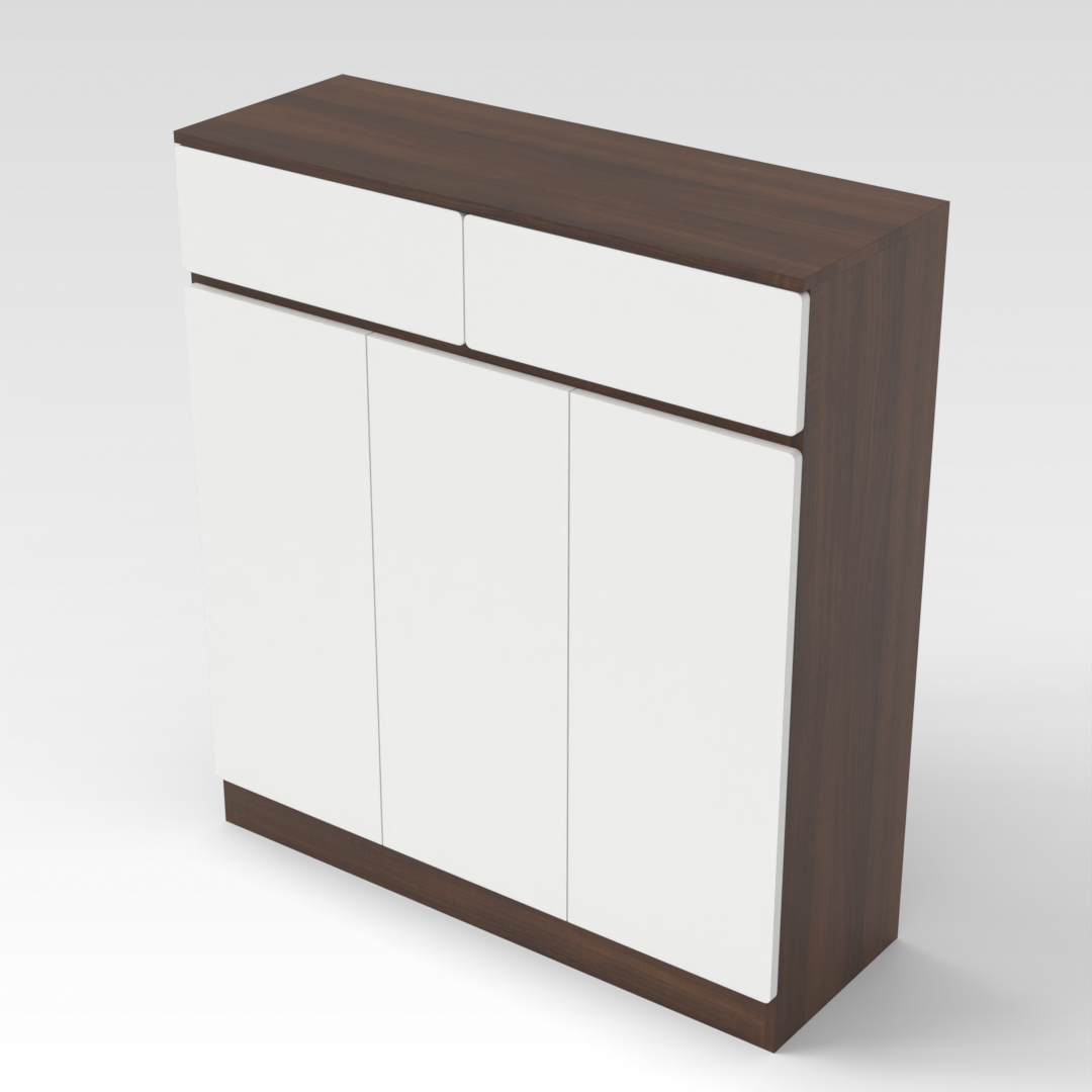 Prairie Oak & Warm White Shoe Cabinet