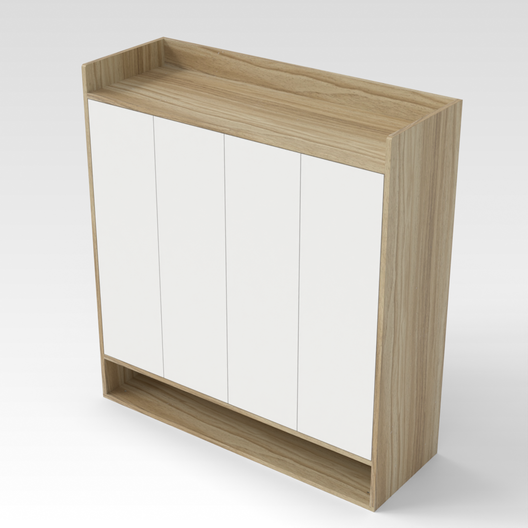 Country Oak & Warm White Shoe Cabinet
