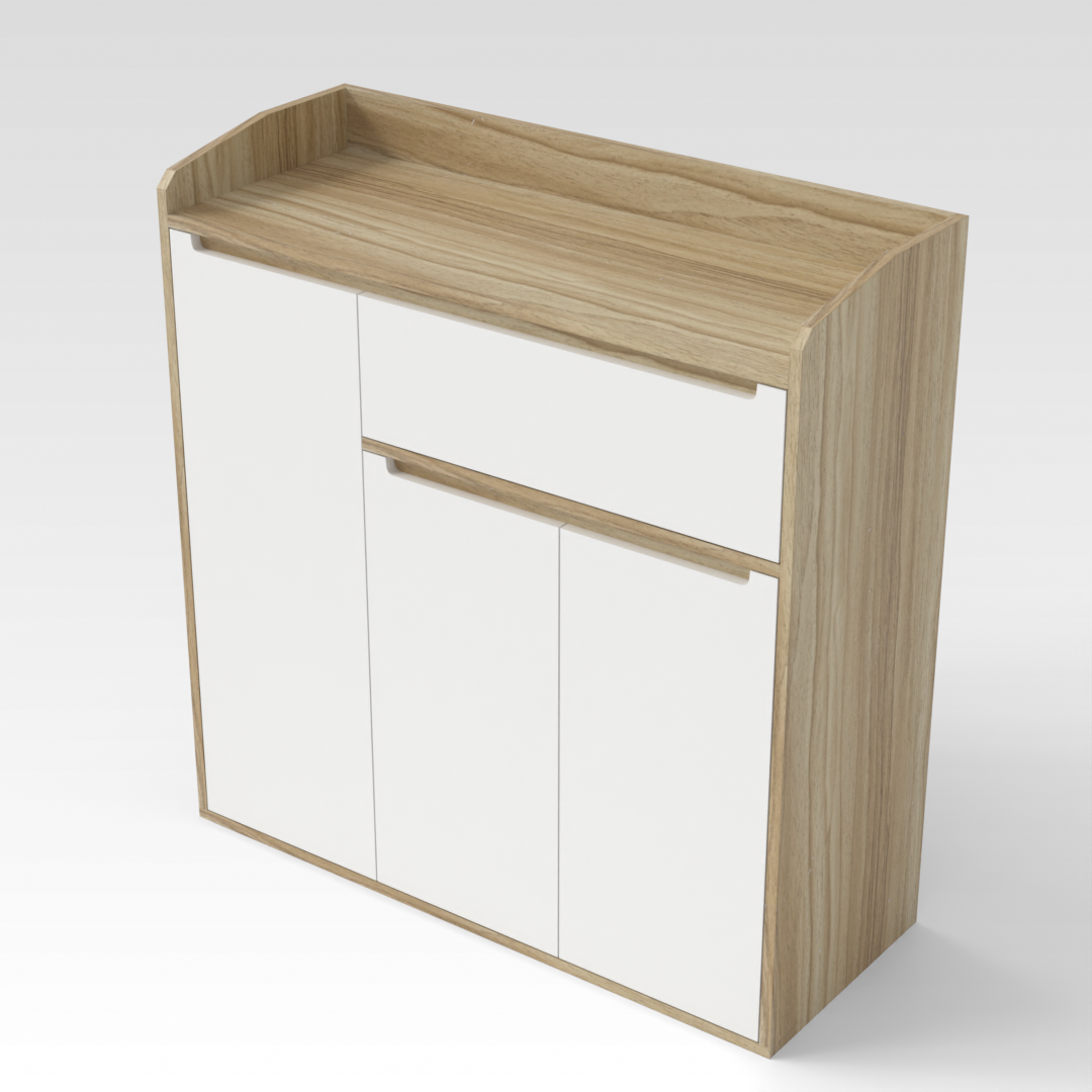 Country Oak & Warm White Shoe Cabinet