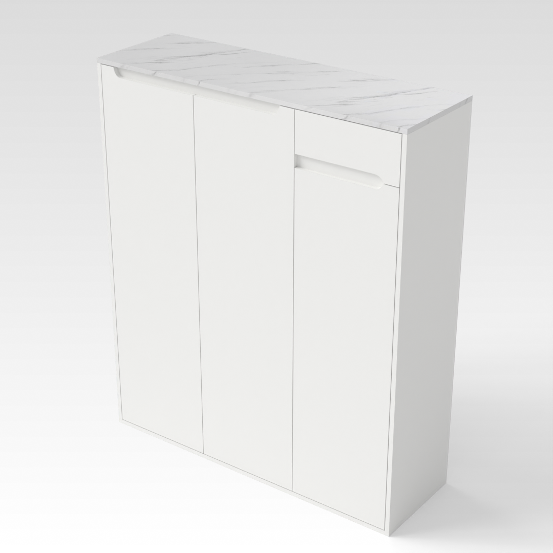 Warm White & White Marble Shoe Cabinet