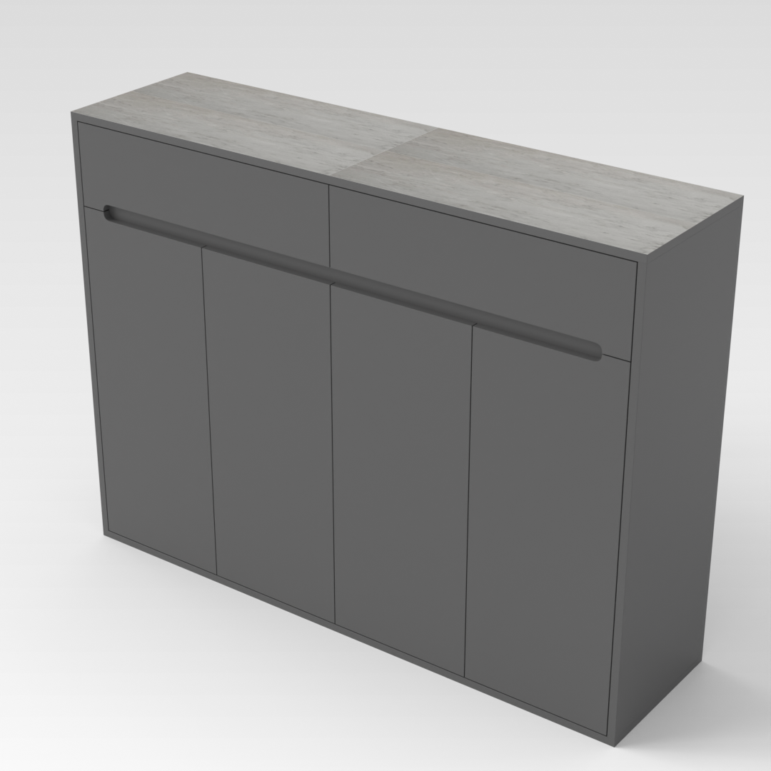 Sky Gray & Brown Stone-Grain Top Shoe Cabinet