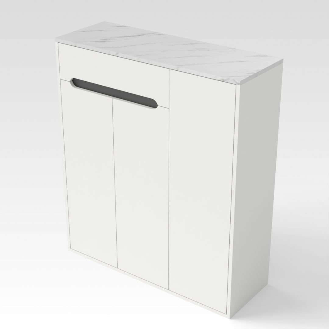 Warm White & Sky Gray Shoe Cabinet