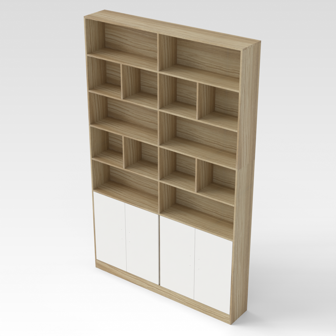 Country Oak & Warm White Bookcase