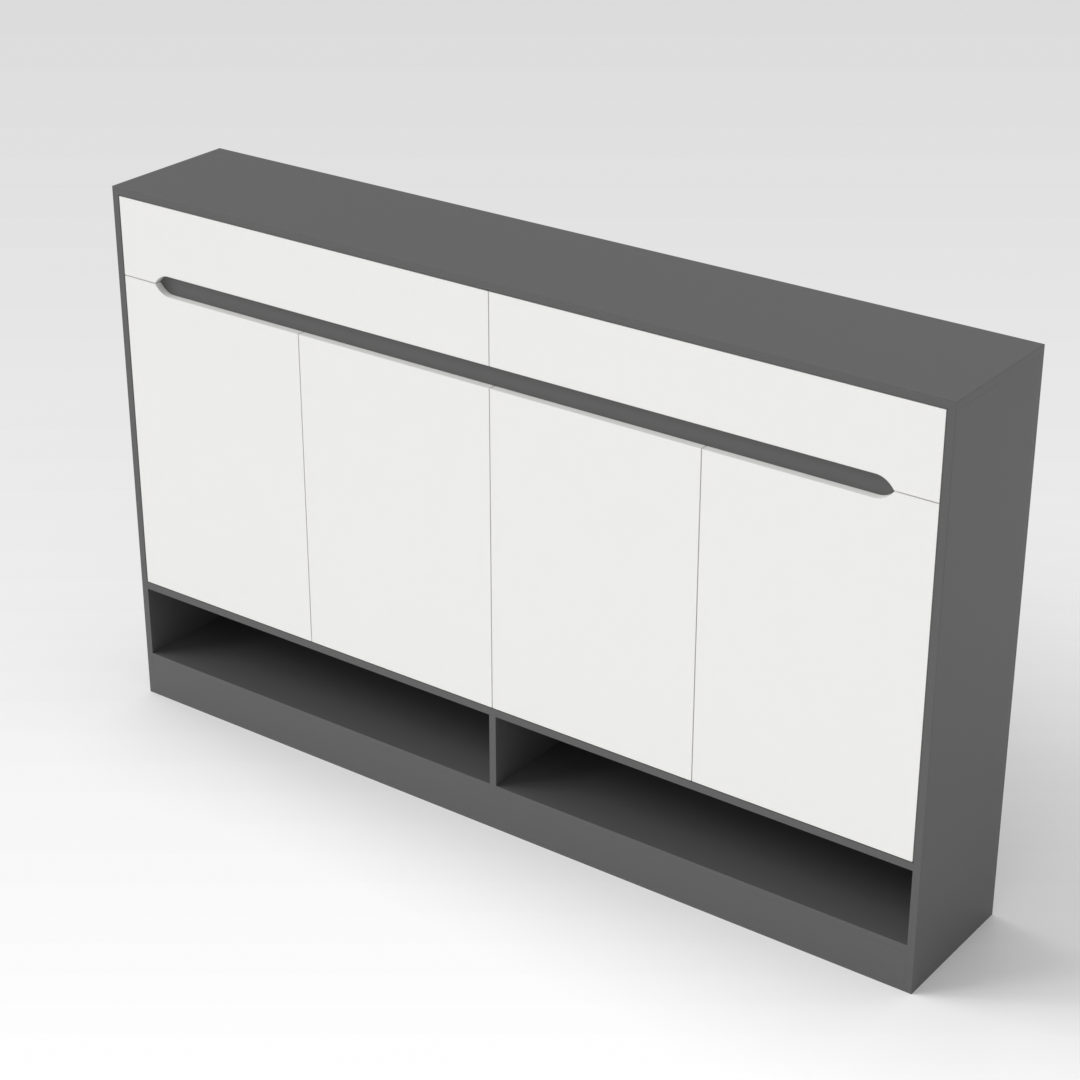 Sky Gray & Warm White Shoe Cabinet
