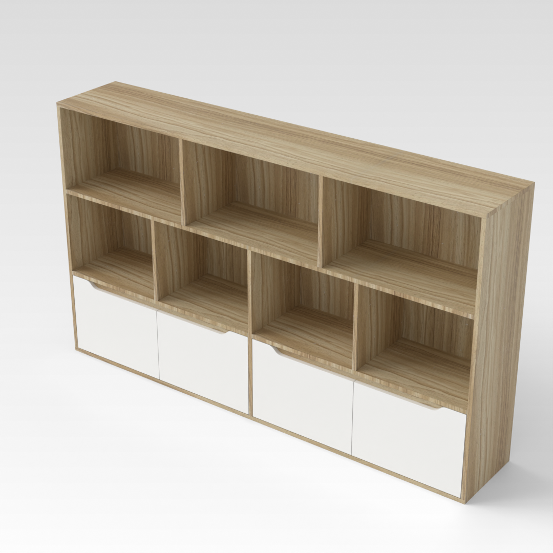 Country Oak & Warm White Bookcase