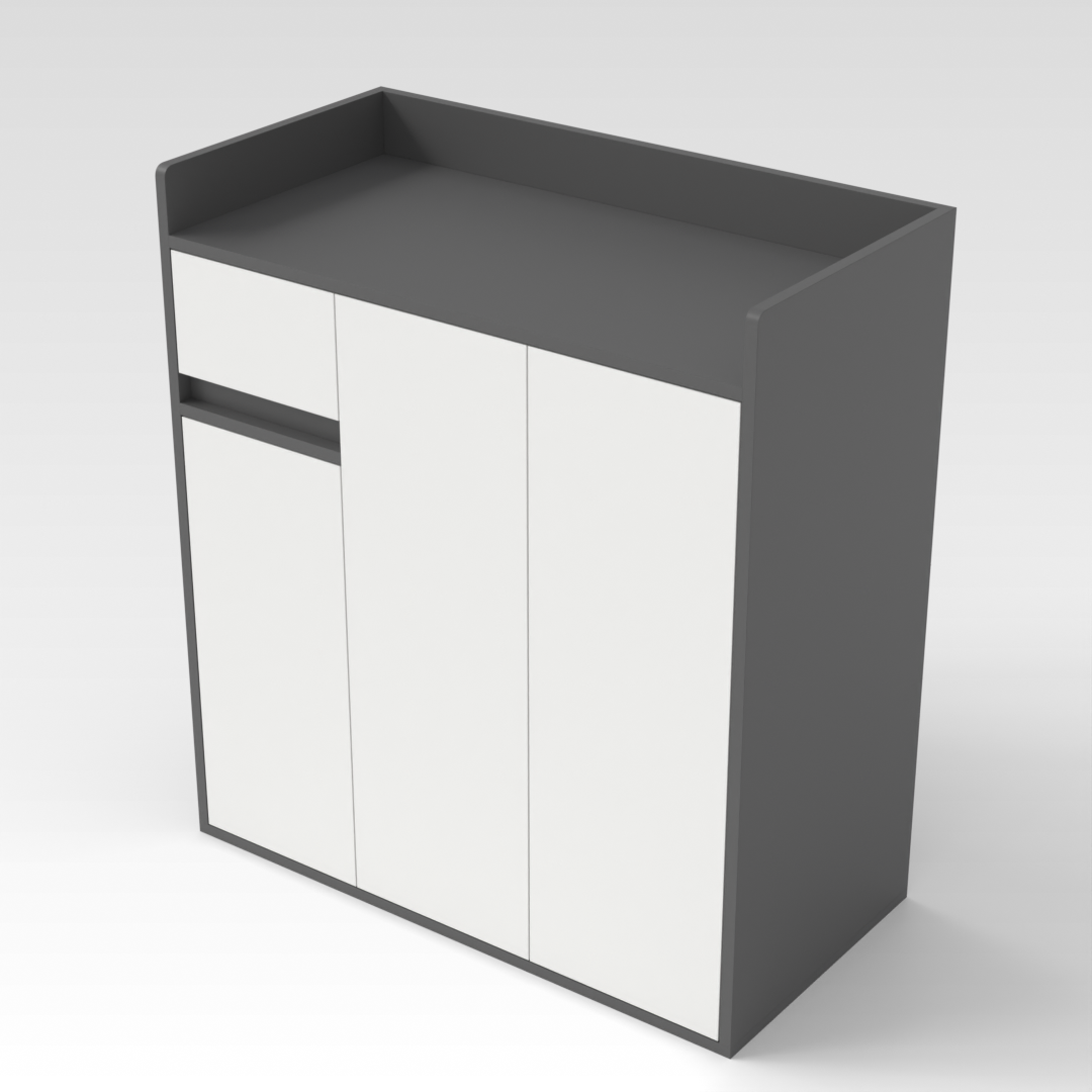 Sky Gray & Warm White Shoe Cabinet