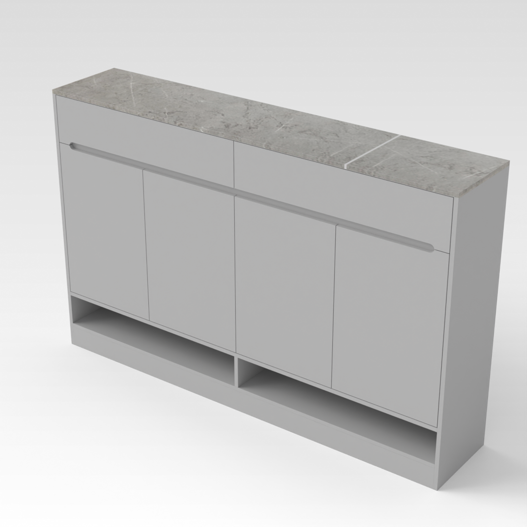Light Gray & Brown Stone Countertop Shoe Cabinet
