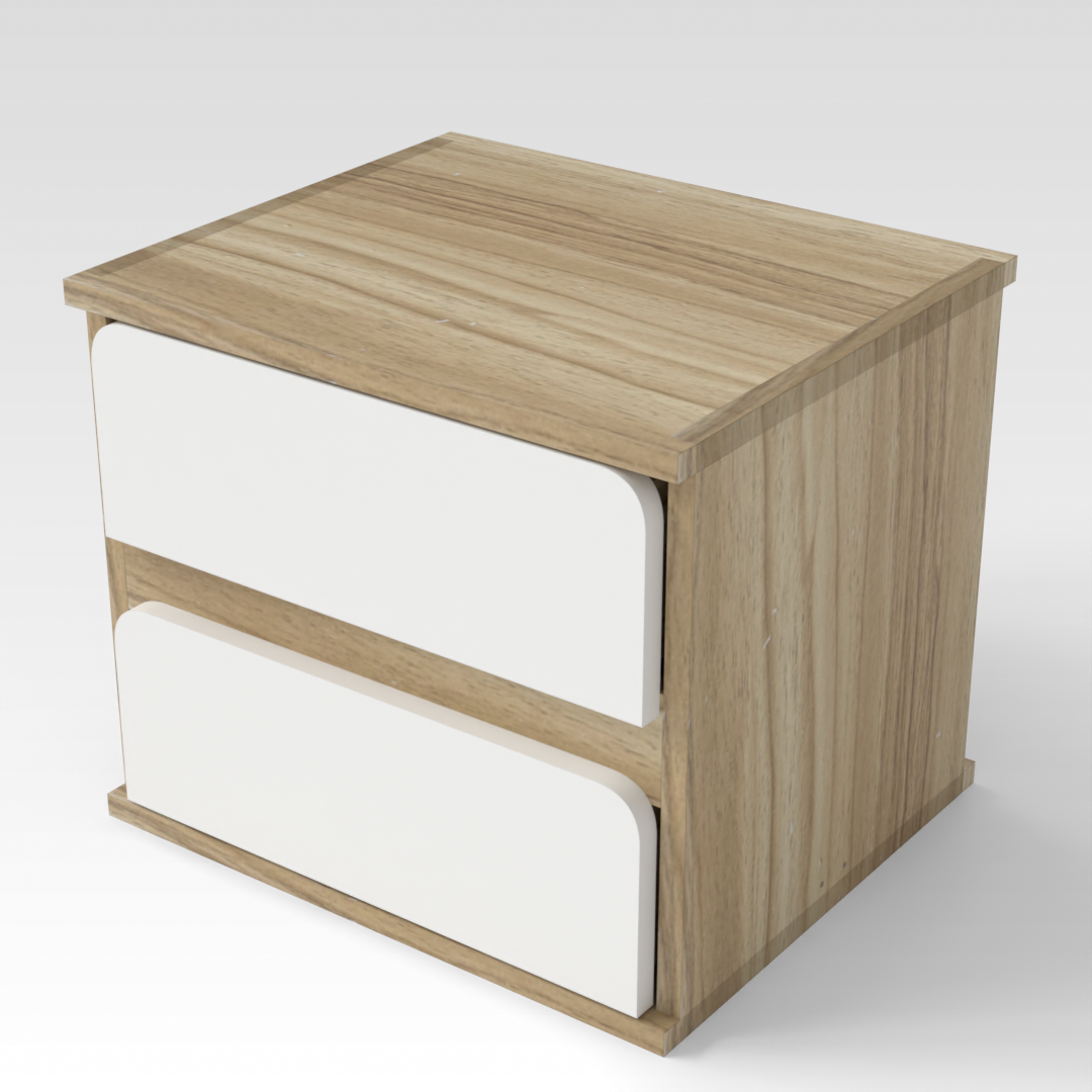 Country Oak & Warm White Nightstand