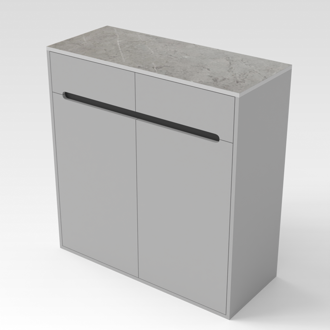 Light Gray & Brown Stone-Grain Top Shoe Cabinet