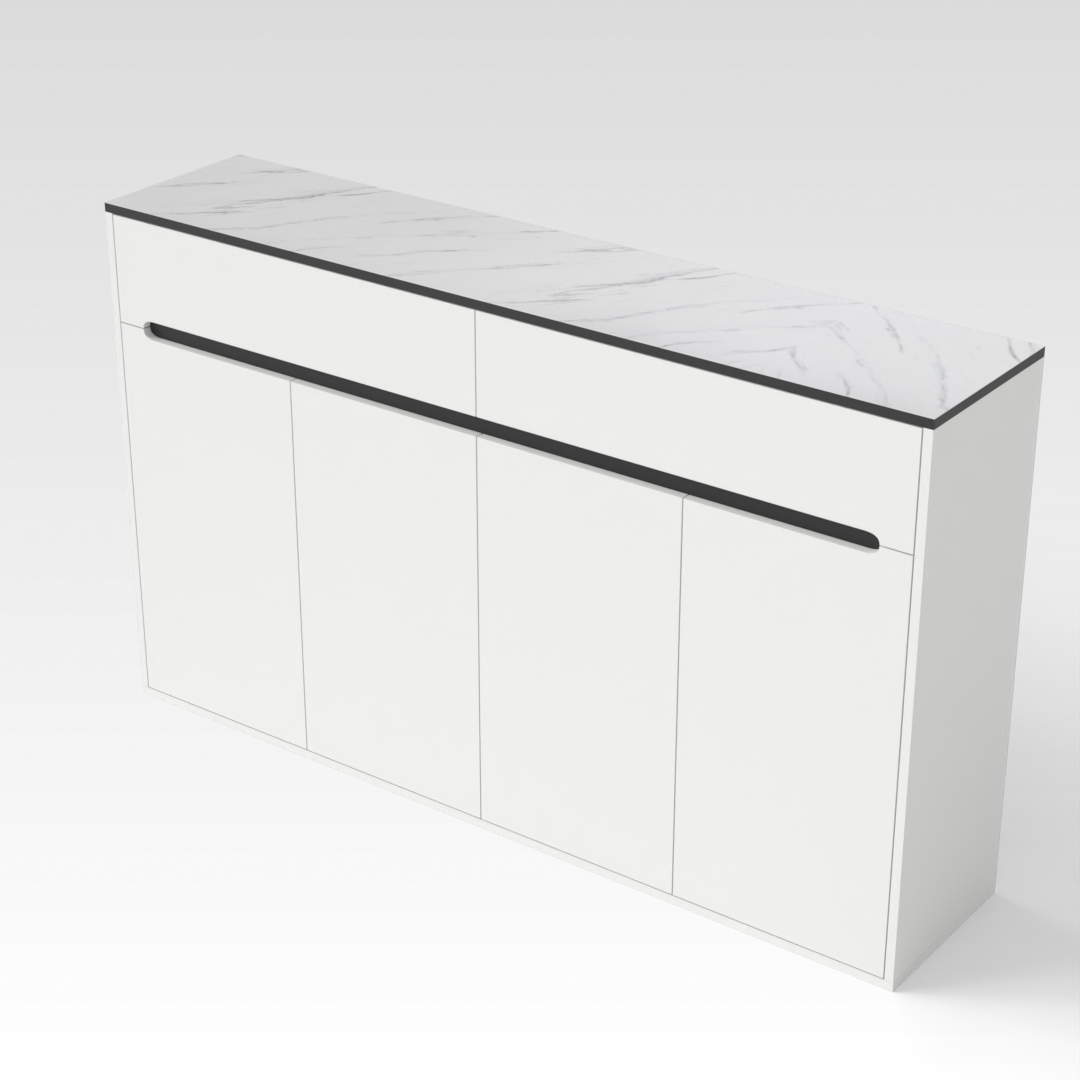 Warm White & White Marble Top Shoe Cabinet