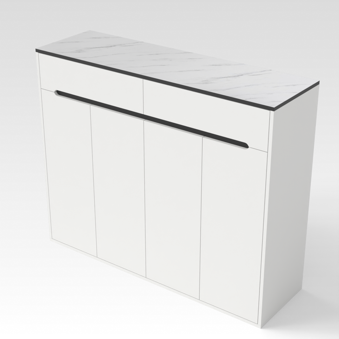 Warm White & Black Shoe Cabinet