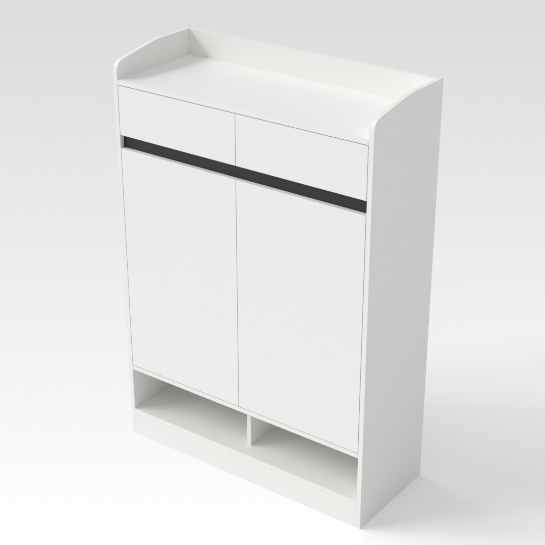 Warm White & Black Shoe Cabinet
