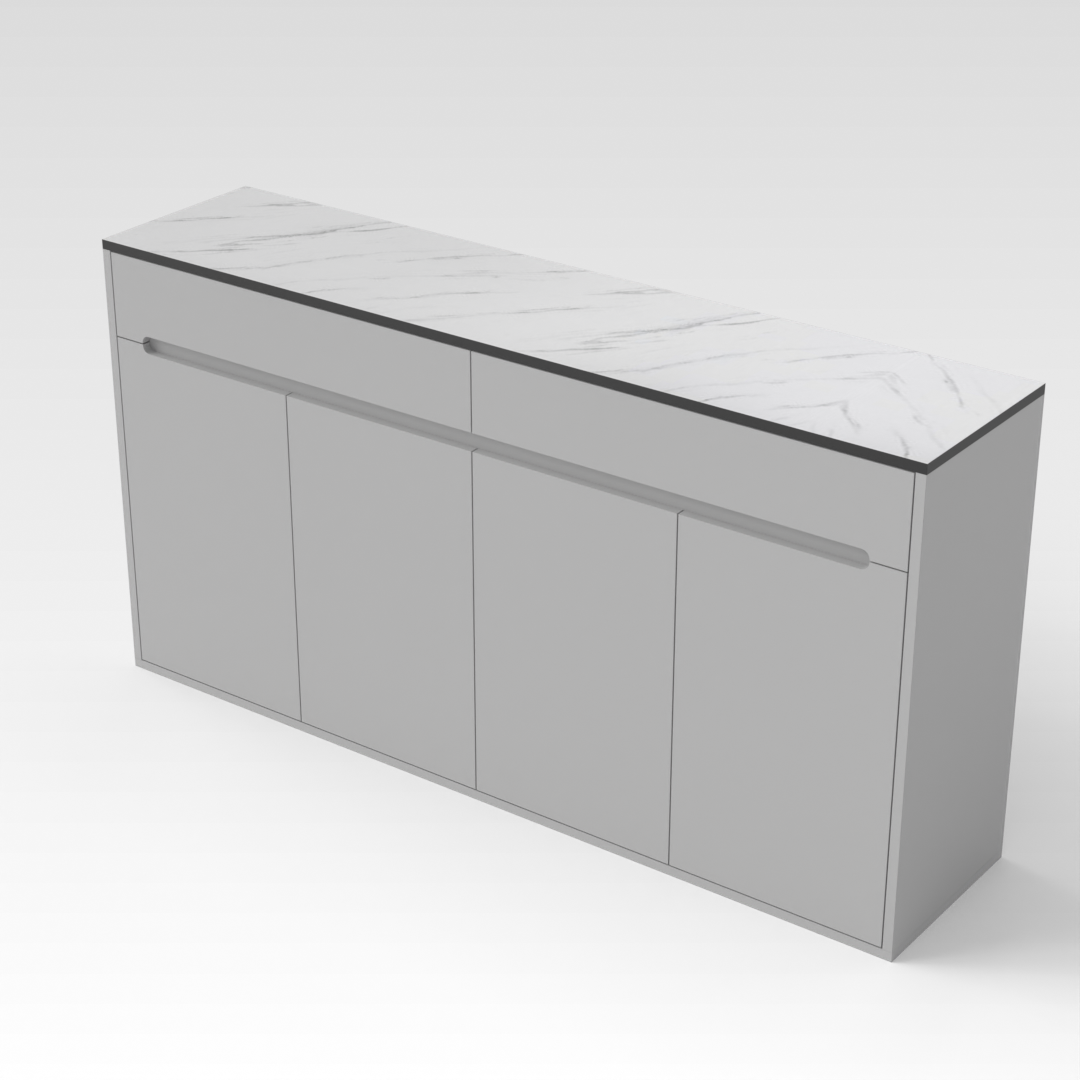 Light Gray & White Marble Countertop Shoe Cabinet