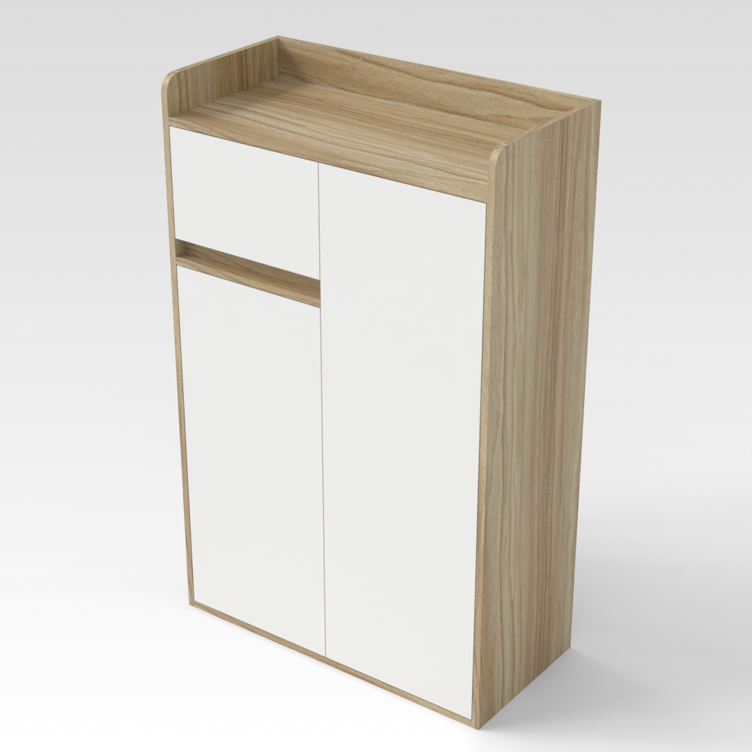 Country Oak & Warm White Shoe Cabinet