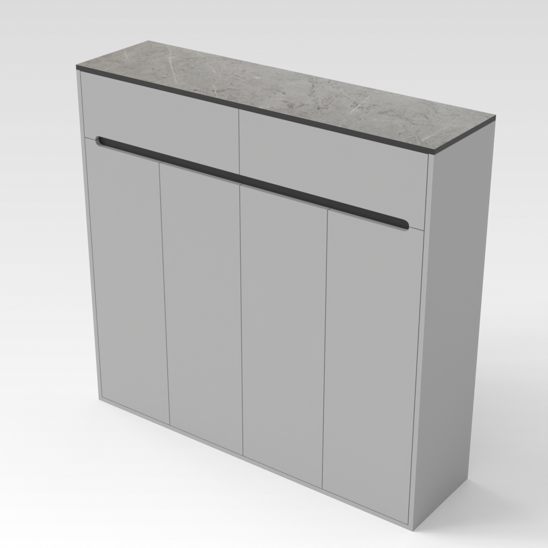 Light Gray & Brown Stone-Grain Top Shoe Cabinet