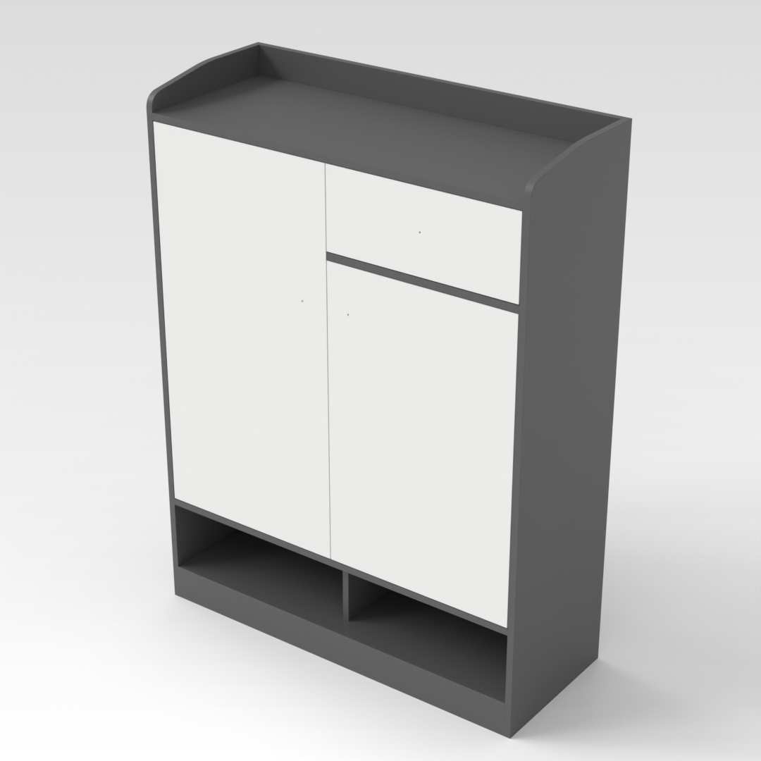 Sky Gray & Warm White Shoe Cabinet
