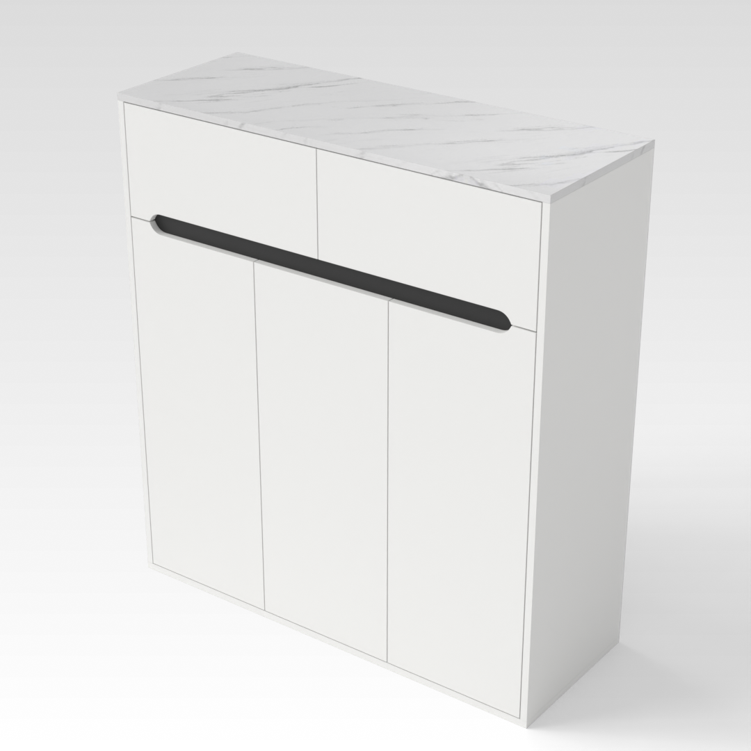 Warm White & Black Shoe Cabinet