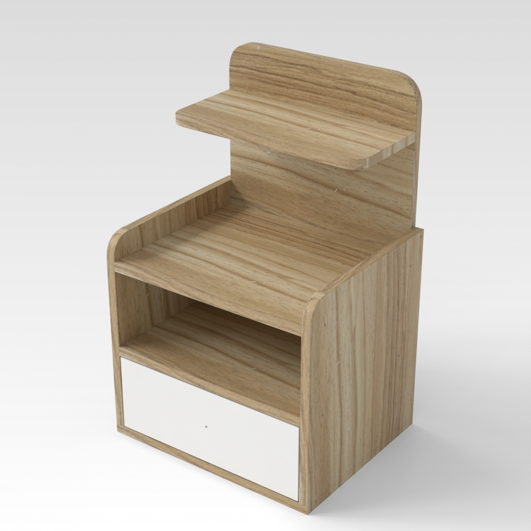 Country Oak & Warm White Nightstand
