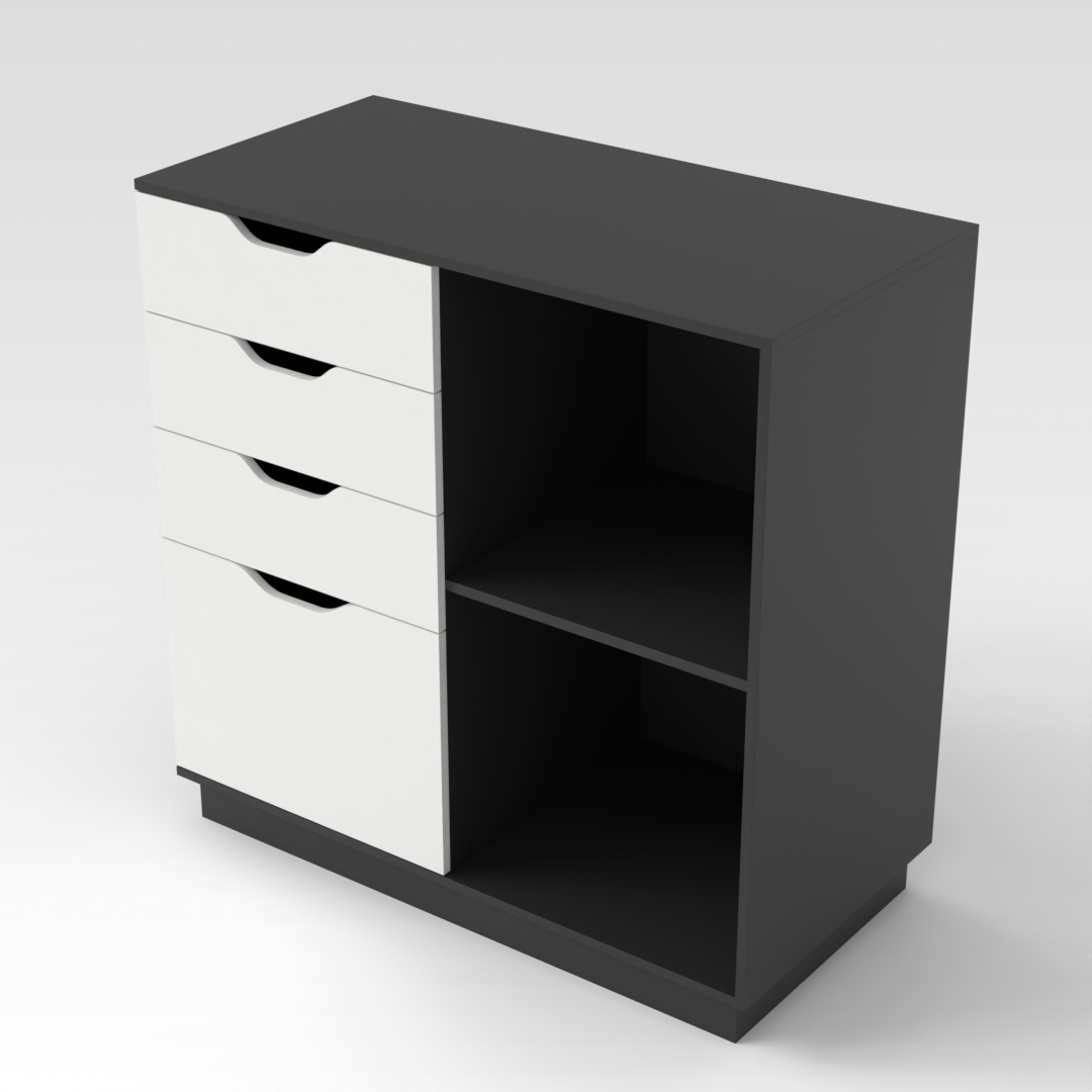 Black & Warm White Drawer Cabinet