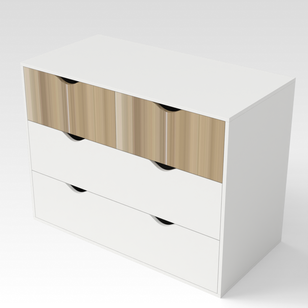 Warm White & Country Oak Drawer Cabinet