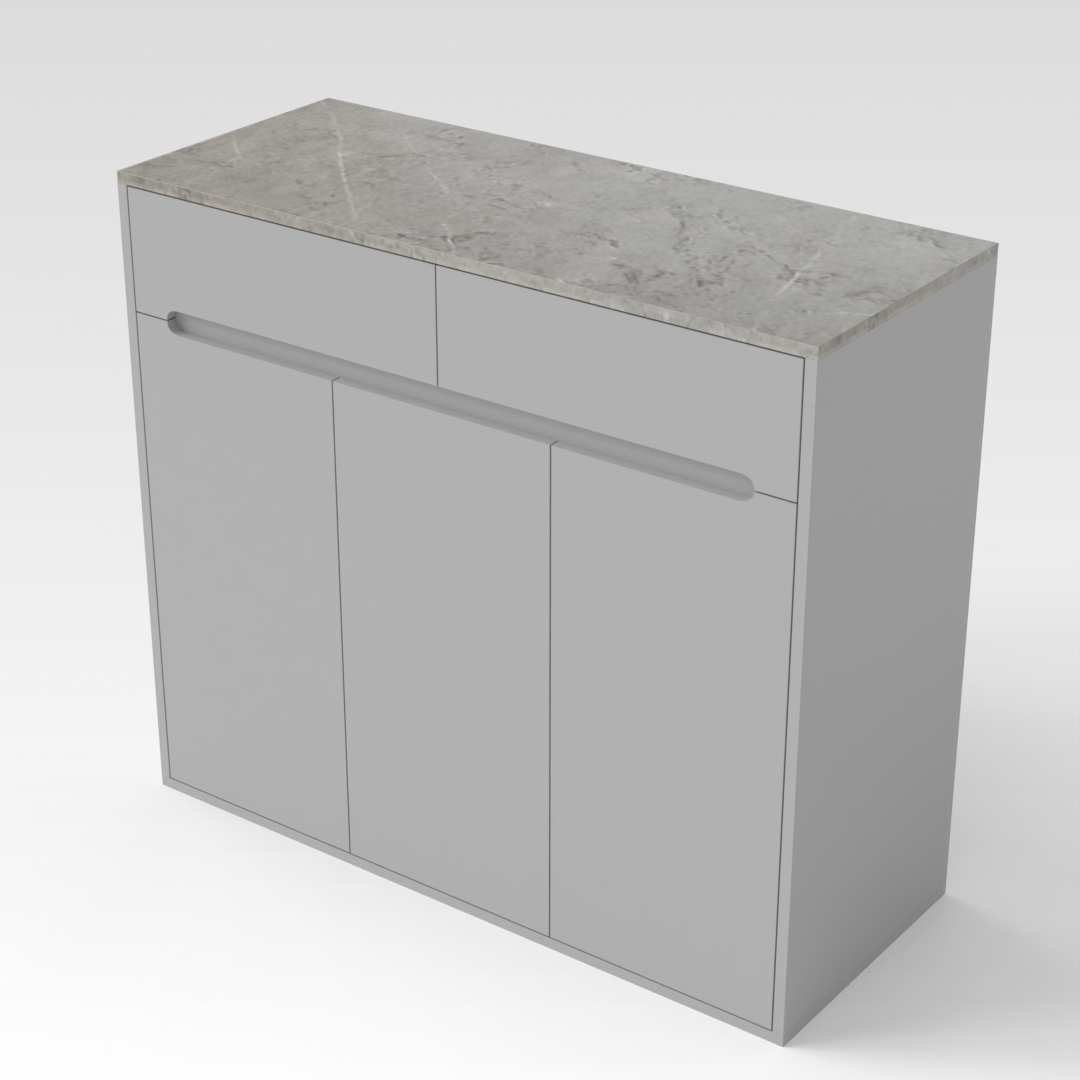 Light Gray & Brown Stone-Grain Top Shoe Cabinet