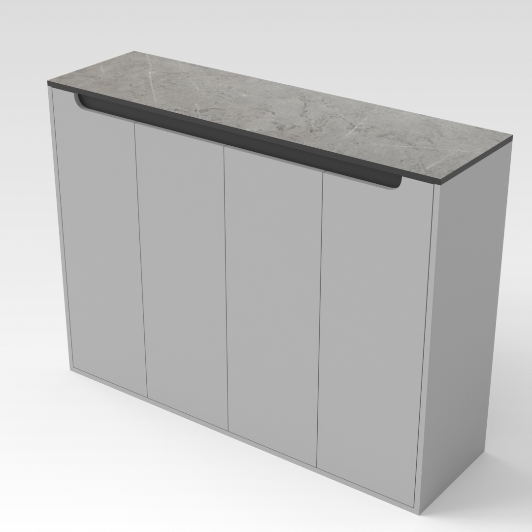 Light Gray & Brown Stone-Grain Top Shoe Cabinet