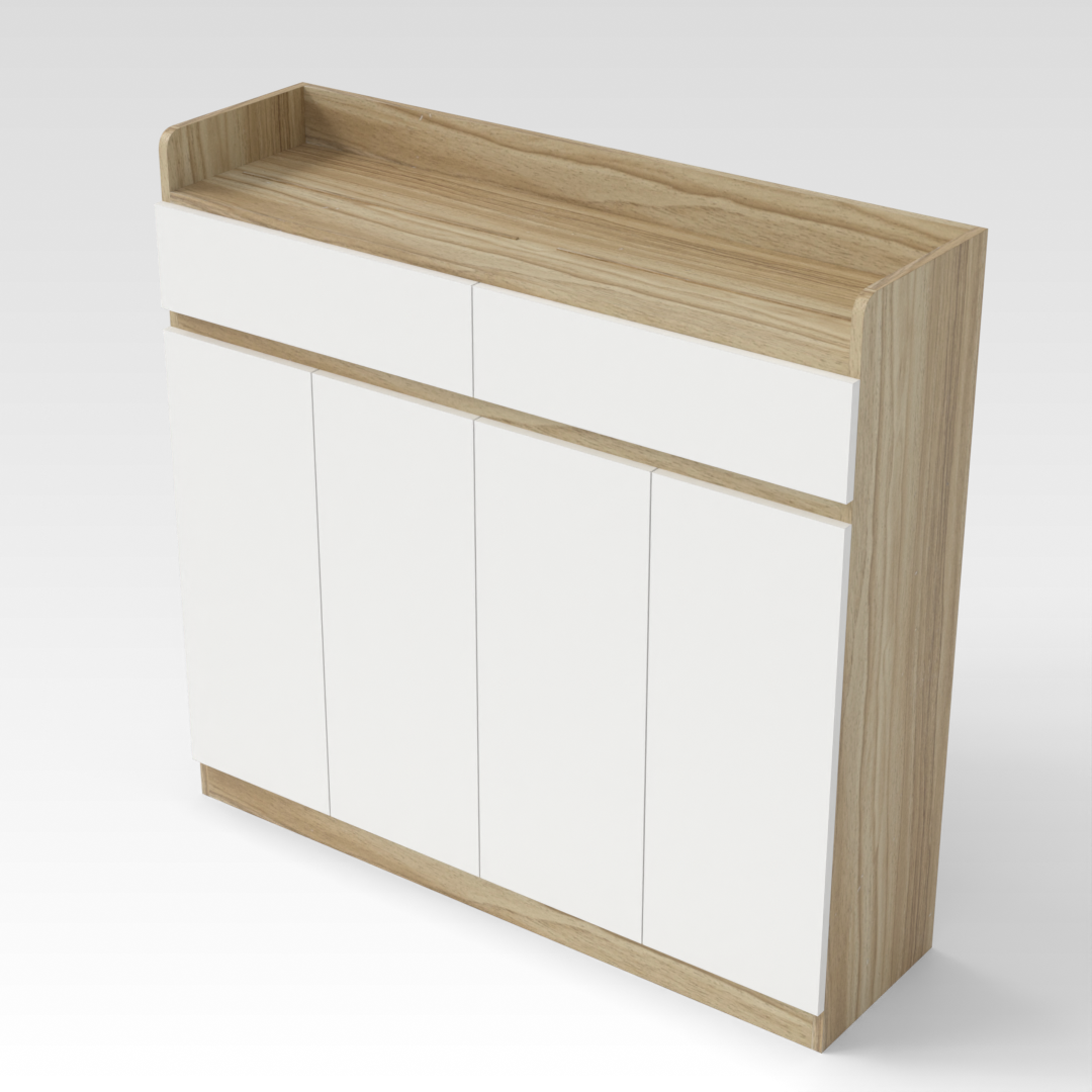Country Oak & Warm White Shoe Cabinet