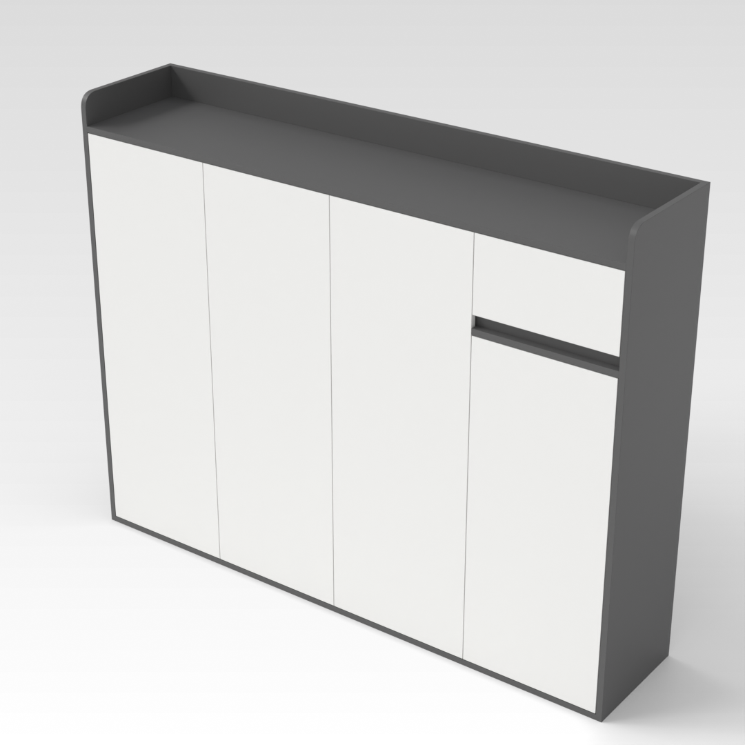 Sky Gray & Warm White Shoe Cabinet