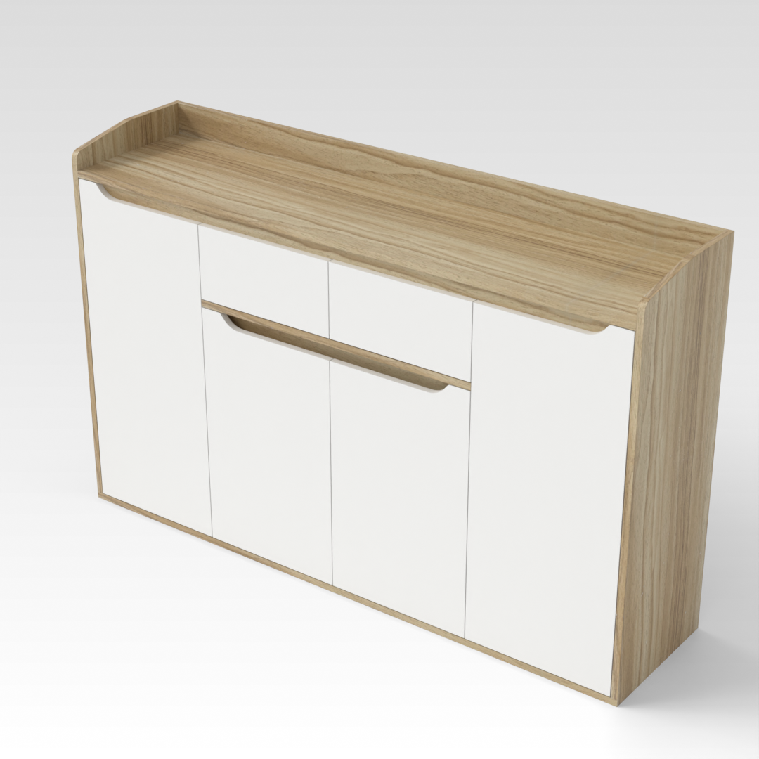 Country Oak & Warm White Shoe Cabinet