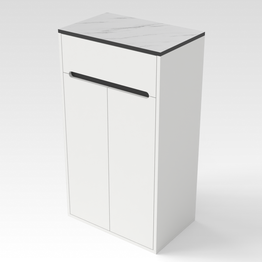 Warm White & White Marble Top Shoe Cabinet