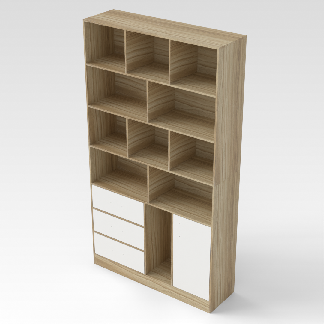 Country Oak & Warm White Bookcase