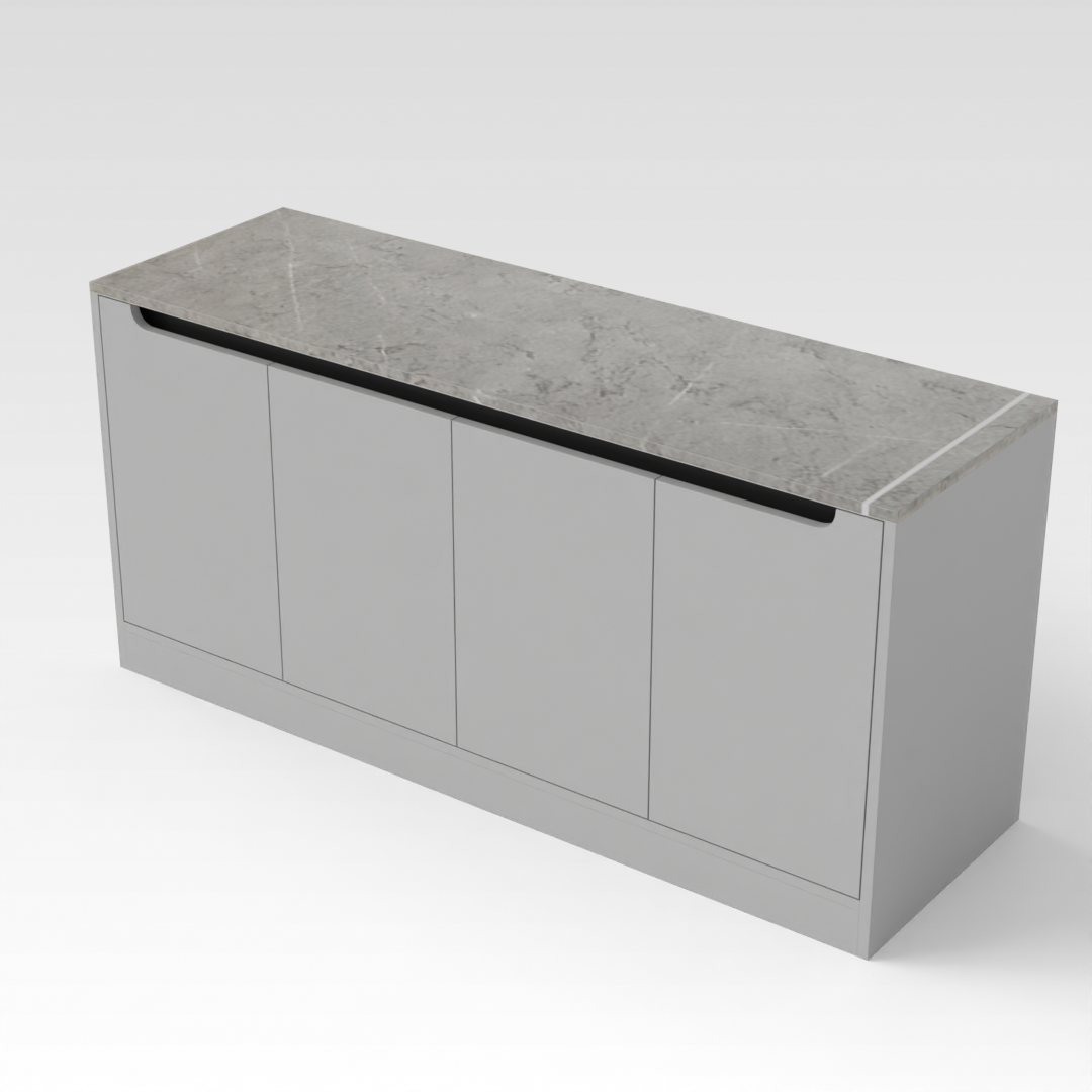 Light Gray & Brown Stone-Grain Top Shoe Cabinet