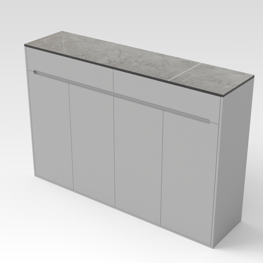 Light Gray & Brown Stone Top Shoe Cabinet