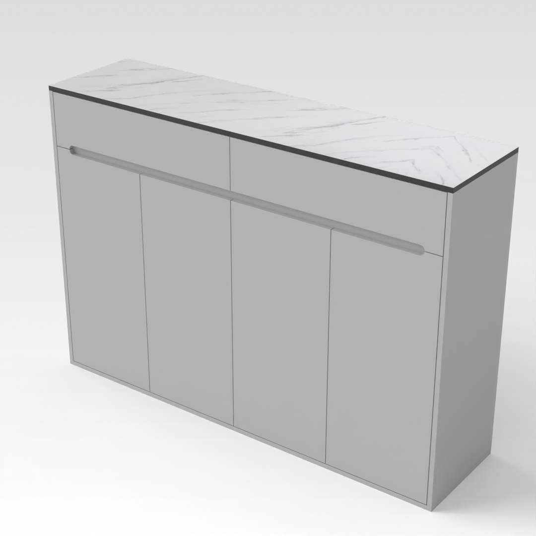 Light Gray & White Marble Top Shoe Cabinet