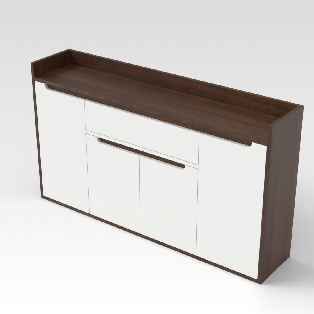 Prairie Oak & Warm White Shoe Cabinet