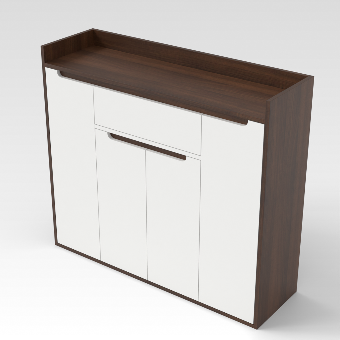 Prairie Oak & Warm White Shoe Cabinet