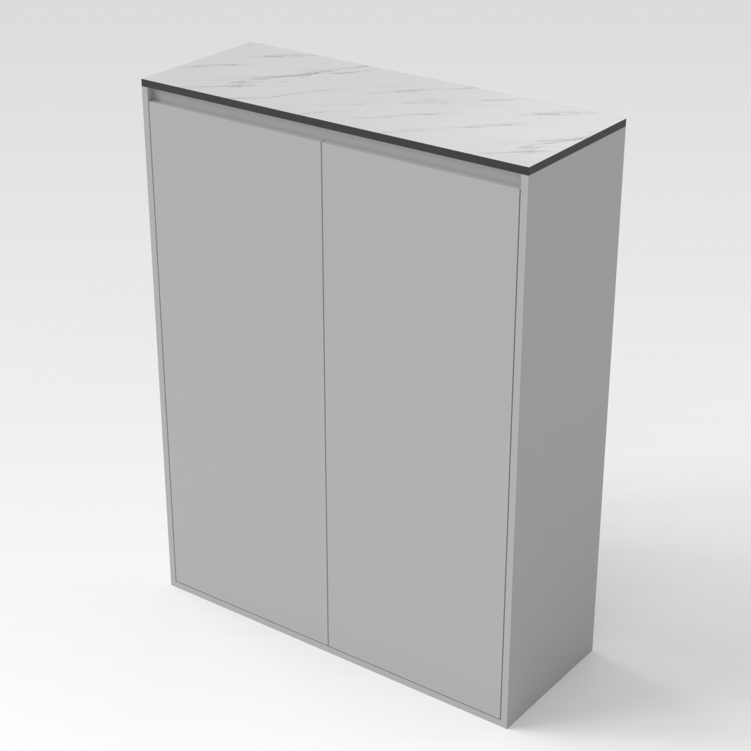 Light Gray & White Marble Top Shoe Cabinet