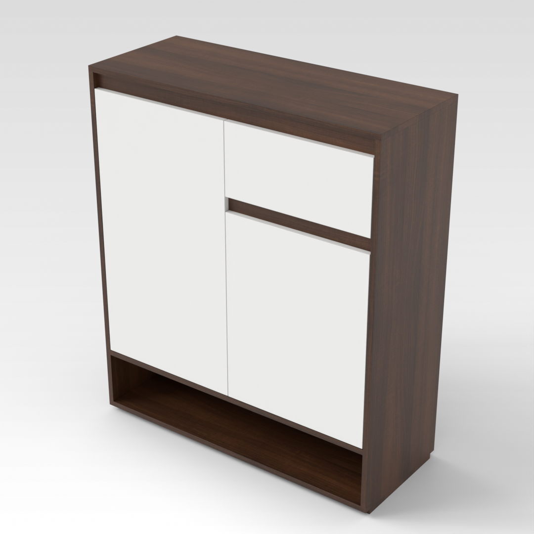 Prairie Oak & Warm White Shoe Cabinet