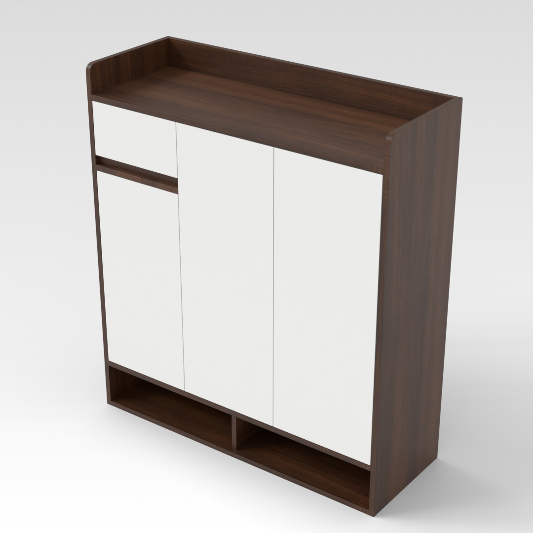 Prairie Oak & Warm White Shoe Cabinet