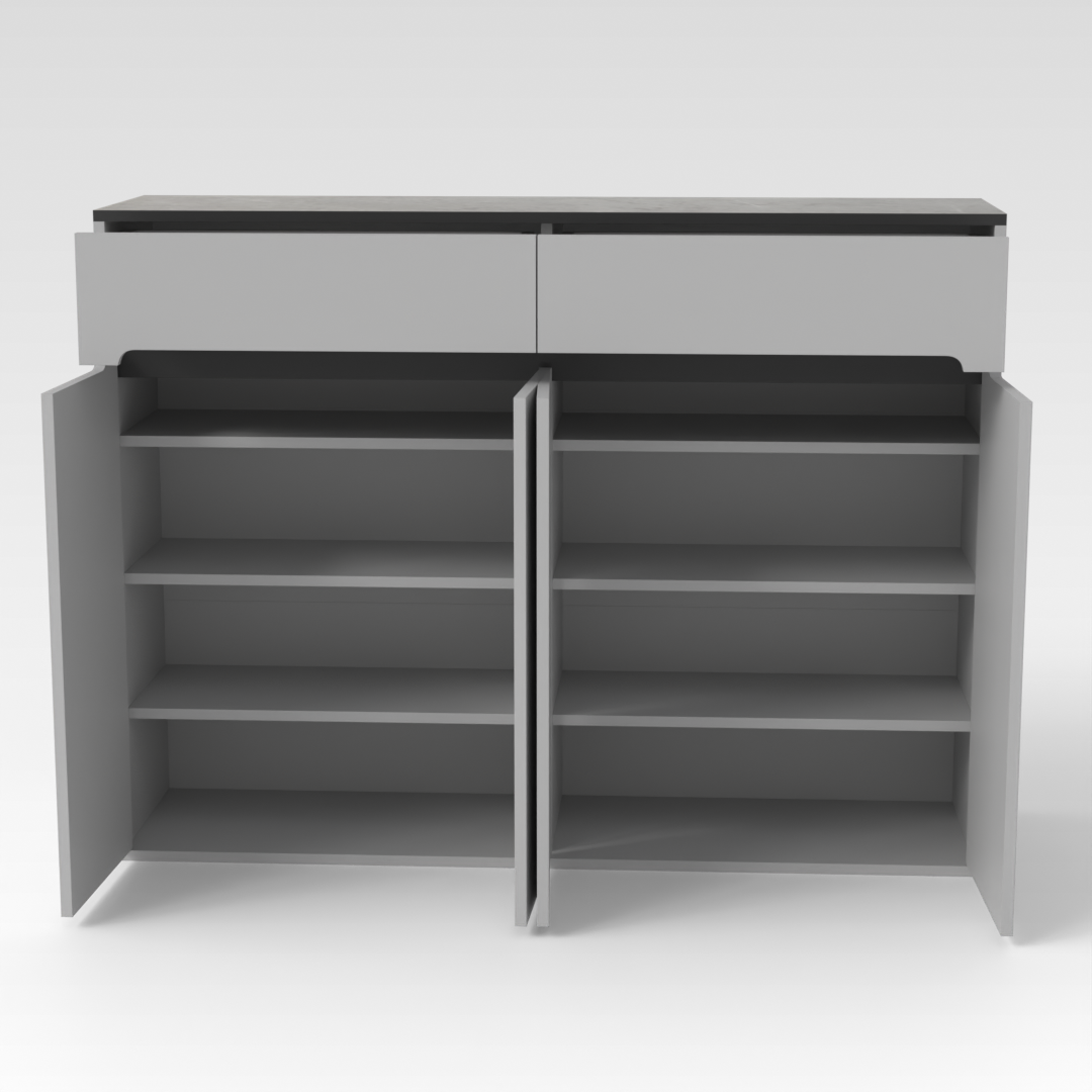 Light Gray & Black Shoe Cabinet