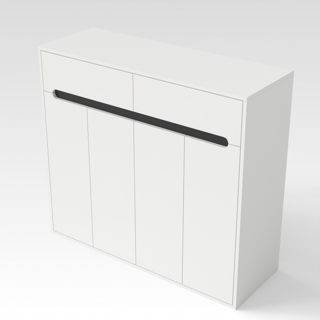 Warm White & Black Shoe Cabinet