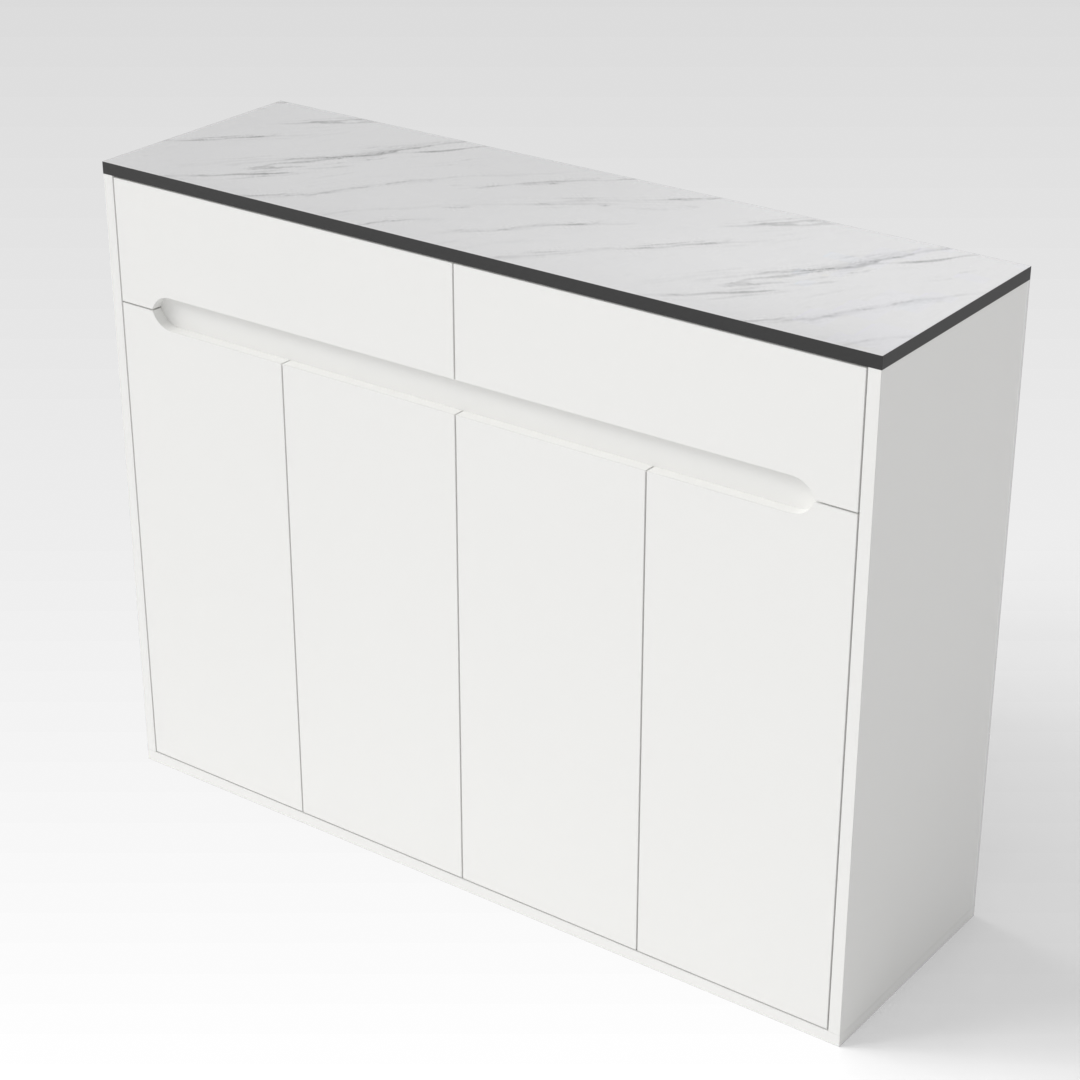 Warm White & White Marble Grain Shoe Cabinet
