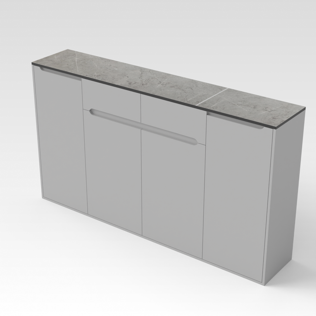 Light Gray & Brown Stone Grain Shoe Cabinet