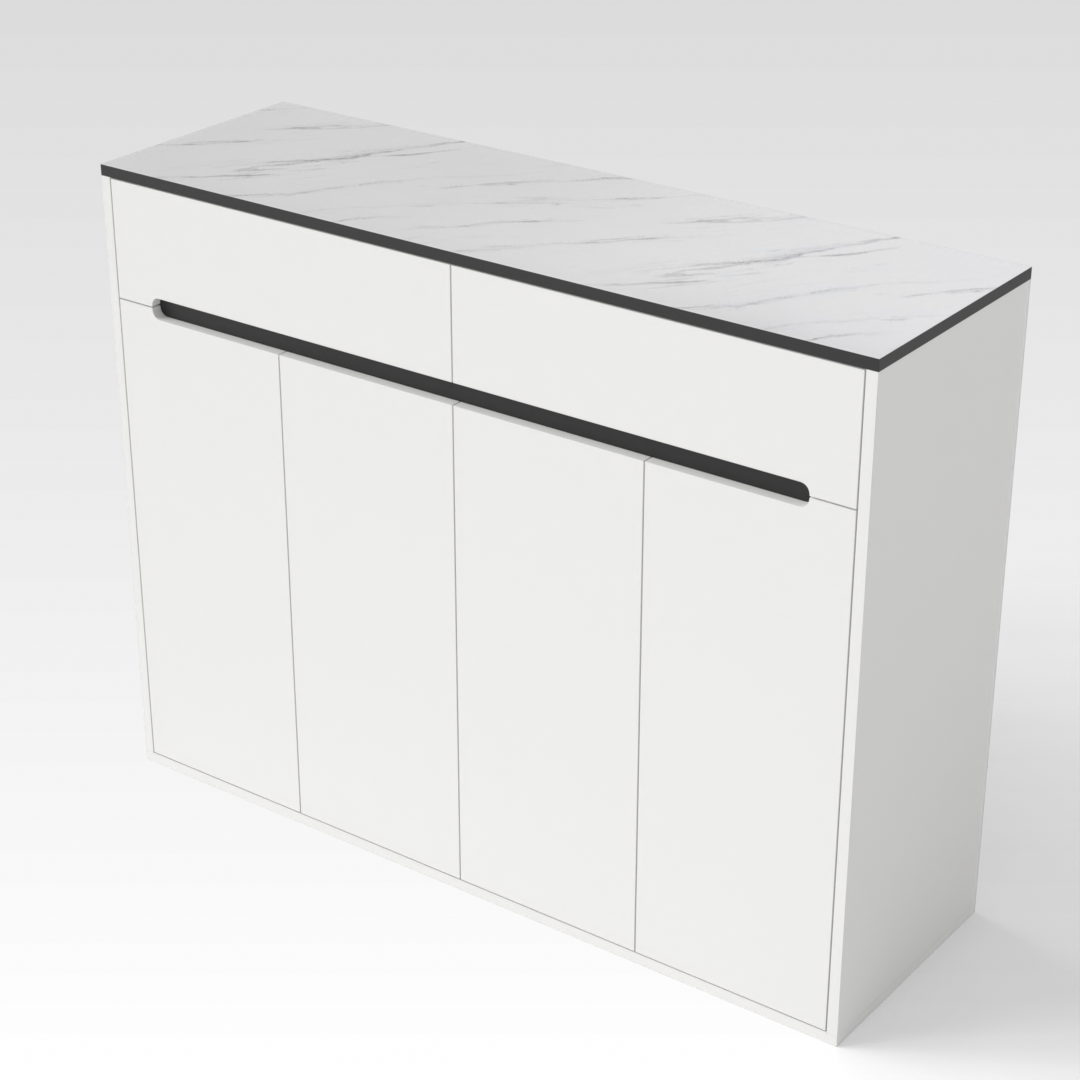 Warm White & Black Shoe Cabinet