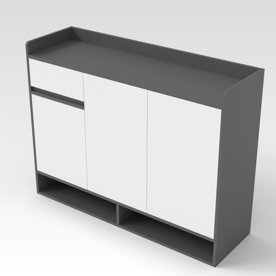 Sky Gray & Warm White Shoe Cabinet