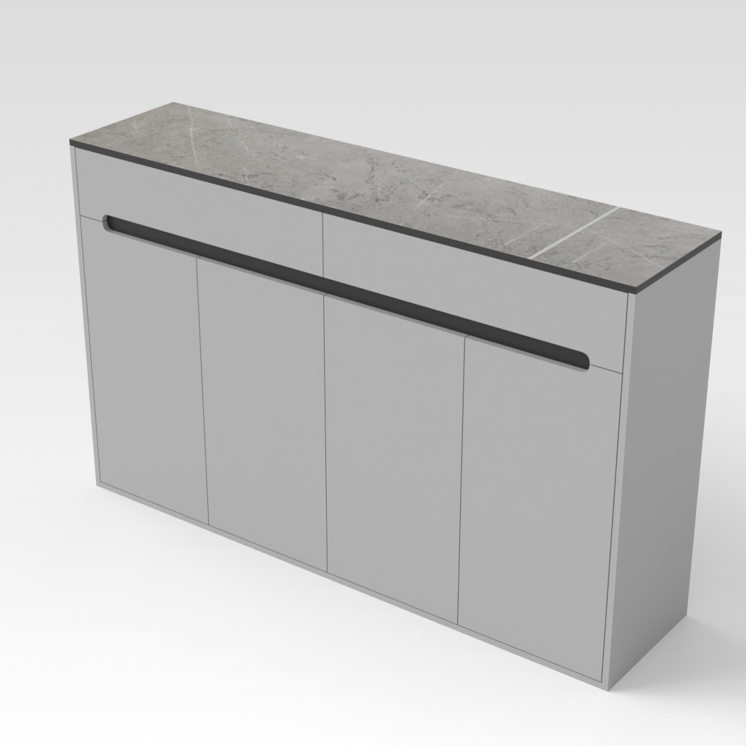 Light Gray & Brown Stone-Grain Top Shoe Cabinet