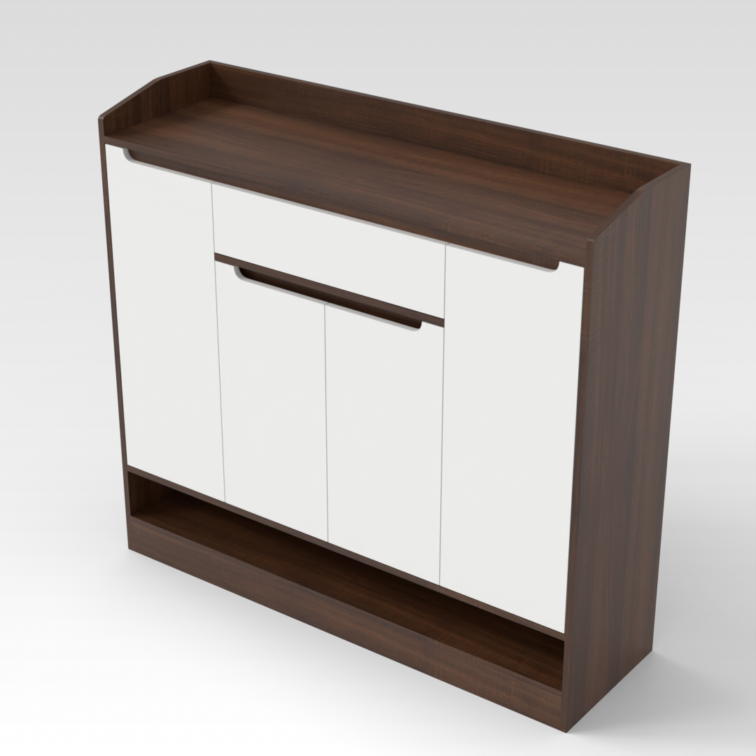 Prairie Oak & Warm White Shoe Cabinet