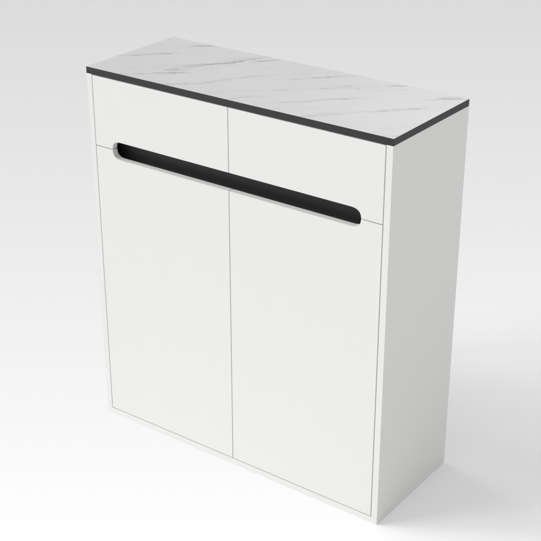 Warm White & Black Shoe Cabinet