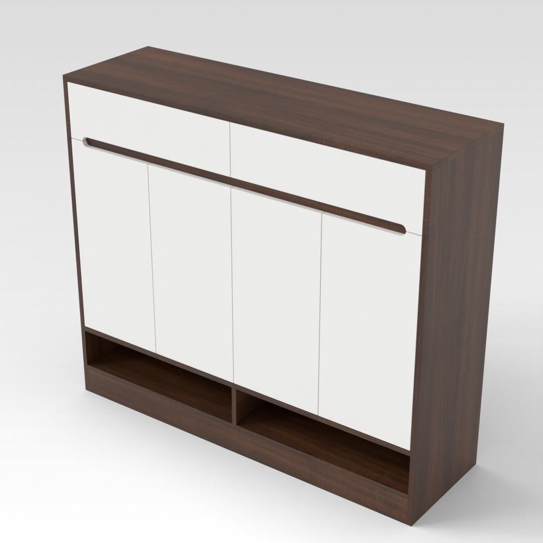 Prairie Oak & Warm White Shoe Cabinet