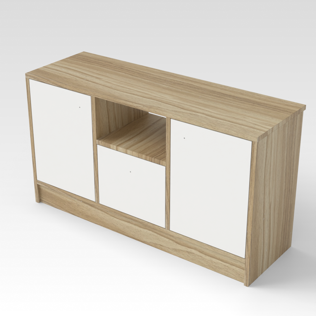 Country Oak & Warm White TV Stand